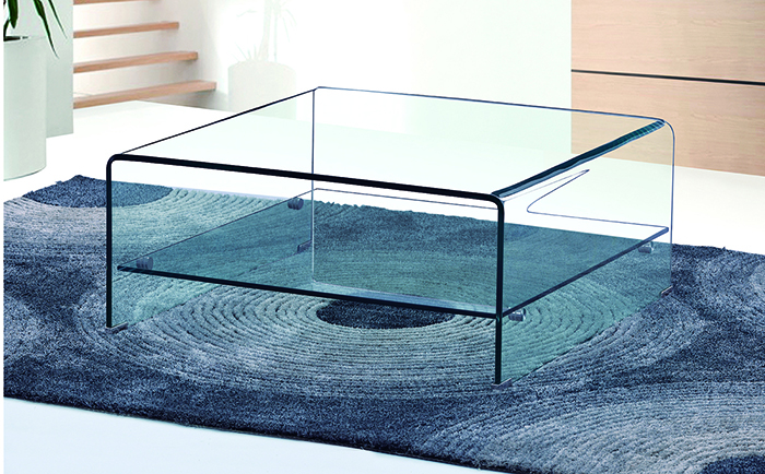 Angola Clear Glass Top Square Coffee Table